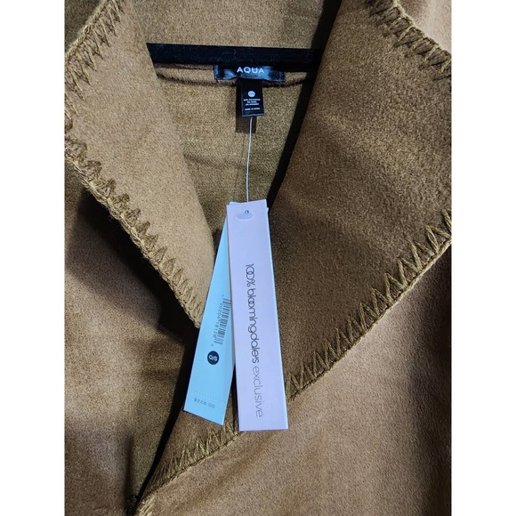 Bloomingdale's Exclusive Aqua Women's Lapel Collar Camel Tan Winter Cape - Picture 11 of 11